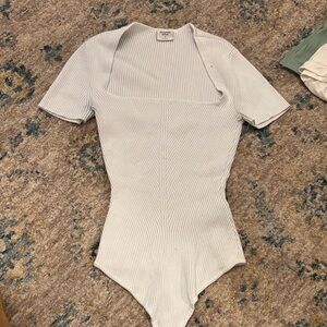Ribbed White Abercrombie Sweater bodysuit